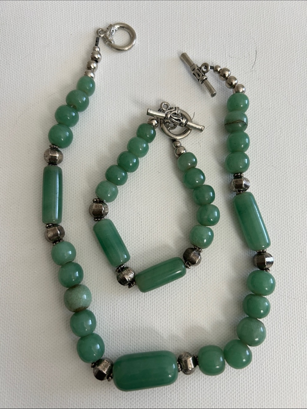 Natural Stone Adventurine Green Beaded Artisan Made Necklace & Bracelet Set